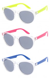 Kids Colorful Translucent Clear Frame Textured Arms Horn Rimmed Wholesale Sunglasses 40mm