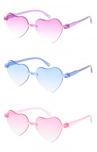 Kids Colorful Transluscent Heart Wholesale Sunglasses 50mm