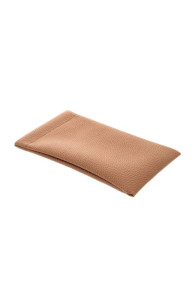 Tan Flat Side Opening Squeeze Pouch Textured Sunglasses Eyewear Case