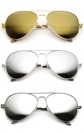 Full Mirrored Metal Aviator Sunglasses