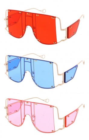 Oversize High Fashion Semi-Rimless Shield Sunglasses (Limited Release)