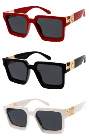 Billionaire Premium Quality Metal Accent Square Wholesale Sunglasses 55mm (Limited Restock)