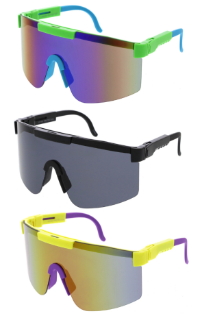 Sporty Adjustable Futuristic Shield Wholesale Sunglasses 80mm