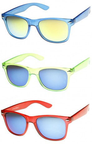 Bright Color Frosted Color Mirror Lens Horn Rimmed Sunglasses