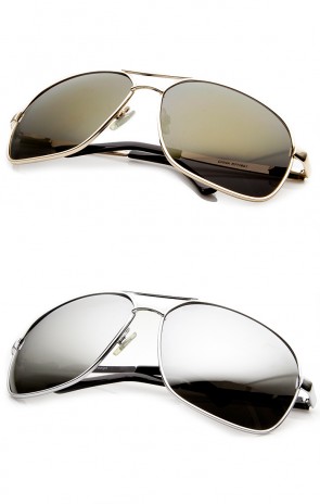 Premium Quality Metal Oversized Mirrored Lens Aviator Sunglasses