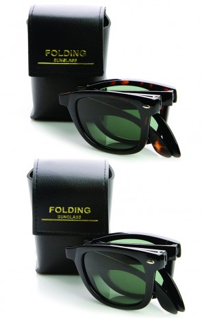 Limited Edition Folding Pocket Horn Rimmed Sunglasses + Case
