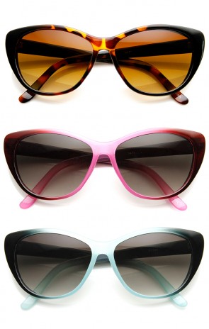 Womens Fashion Two-Tone Color Frame Cateye Sunglasses