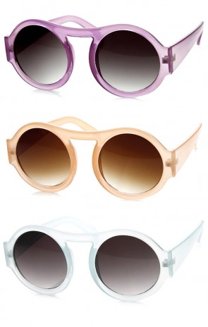 Thick Bold  Round Circle Pastel Frame Oversized Sunglasses