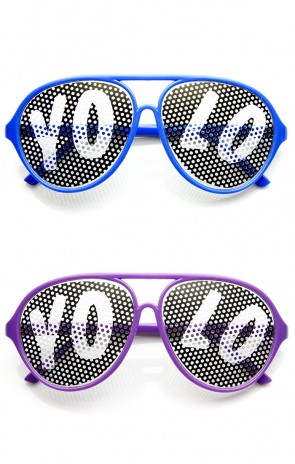 YOLO Color Plastic Teardrop Aviator Mesh Lens Poker Face YOLO Sunglasses