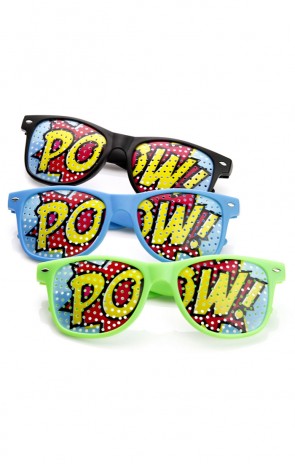 POW Art Mesh Lens Classic Colorful Horn Rimmed Poker Face POW Sunglasses