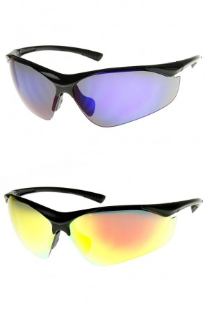 Large TR-90 Shatterproof Semi-Rimless Color Mirror Sports Sunglasses