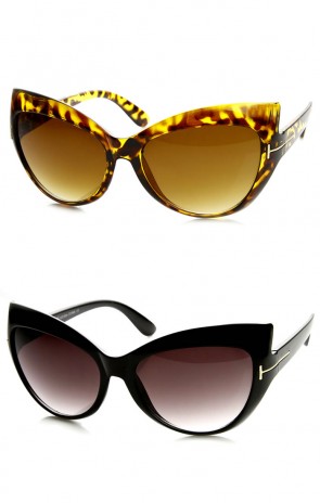 Womens High Fashion Oversized Glam Cateye Sunglasses