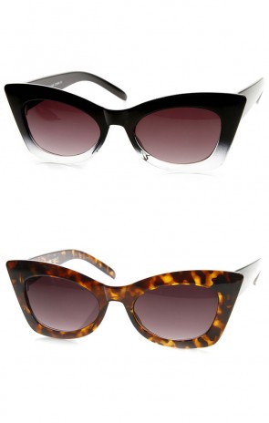 Womens Fashion High Pointed Bold Frame Cateye Sunglasses