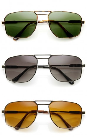 Contemporary Two-Tone Square Metal Aviator Sunglasses
