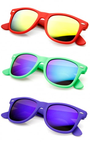 Soft Finish Rubber Coat Color Mirror Lens Horn Rimmed Sunglasses