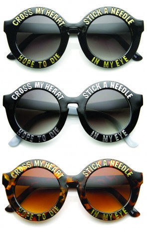 Womens Oversized Bold Rim Font Frame Round Sunglasses