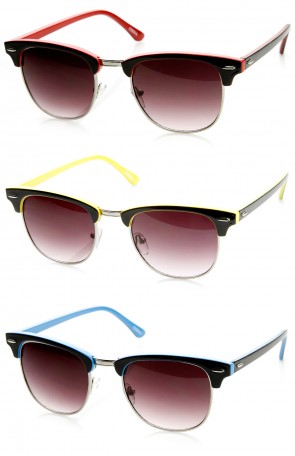 Two-Tone Colorful Classic Half Frame Horn Rimmed Sunglasses