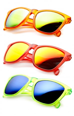 Action Sports Flash Mirror Lens Frosted Horn Rimmed Sunglasses