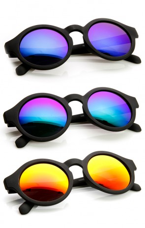 Retro Fashion Circle Flash Mirror Lens Keyhole Round Sunglasses
