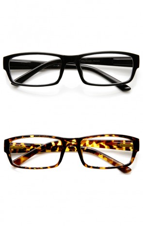 Modern Slim Rectangular Frame Clear Lens Casual Eye Glasses