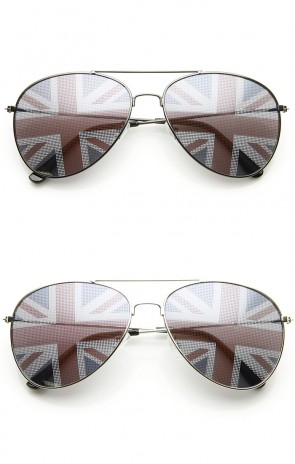 Classic Metal Aviator Great Britain UK British Flag Novelty Sunglasses