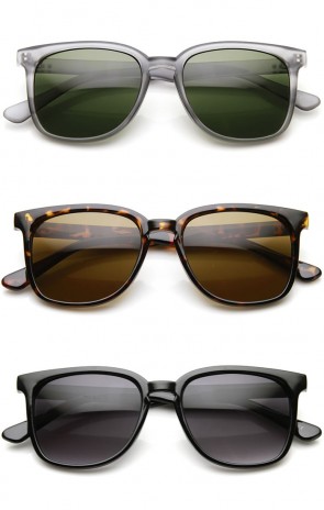 Classic Square Dapper Lifestyle Basic Frame Horn Rimmed Sunglasses