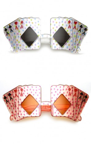 Card Shape Aces Four of A Kind Poker Party Novelty Las Vegas Sunglasses