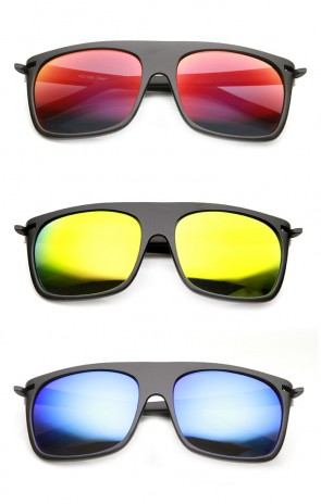 Action Sport Square Color Mirror Flash Lens Skate Flat Top Sunglasses