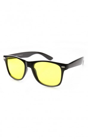 Night-Driving Glare Reducing Yellow Tinted Lens Basic Horned Rim Glasses