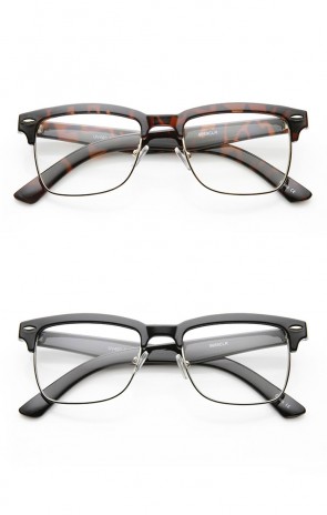 Unisex Square Medium Semi-Rimless Modern Fashion Glasses