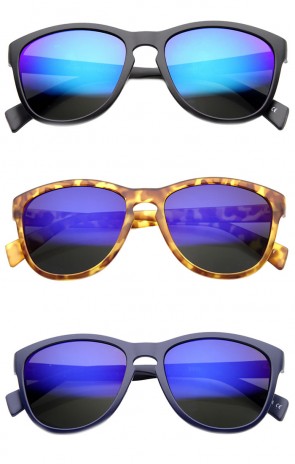 Retro Key Hole Mirror Lenses Horned Rim Sunglasses