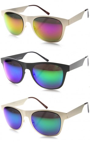 Retro Metal Flat Horned Rim Mirror Lenses Sunglasses
