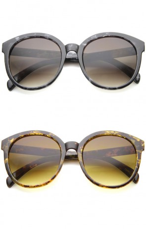 Women's Fashion Oversize Marble Print Horn Rimmed Round Sunglasses 55mm