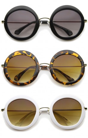 Goemetric Hexagonal Lens Round Metal Accented Oversized Sunglasses 56mm