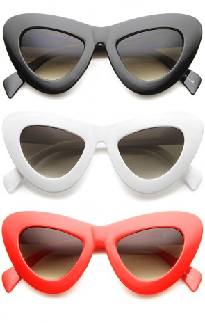 Womens Bold Chunky Frame Gradient Lens Oversize Cat Eye Sunglasses 50mm