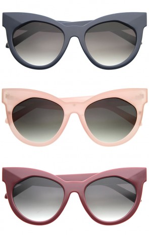 Chic Womens Oversized Flat Lens Bold Chunky Cat Eye Sunglasses 64mm