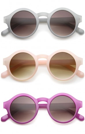 Retro 70s Fashion Pastel Color Horn Rimmed Round Sunglasses 47mm
