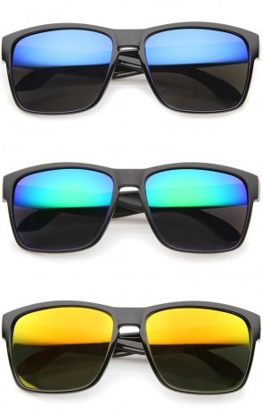 Action Sport Modern Frame Mirrored Lens Rectangle Sunglasses 59mm