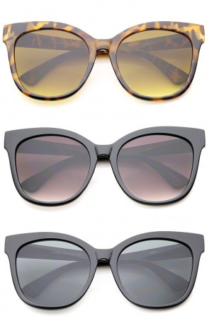 Women's Horn Rimmed Square Flat Lens Oversize Cat Eye Sunglasses 57mm