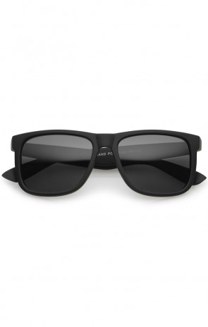 Polarized Matte Rubberized Finish Square Lens Horn Rimmed Sunglasses 54mm