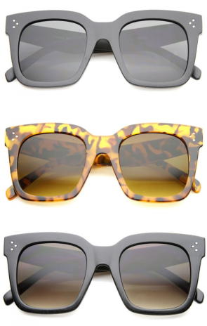 High Quality Bold Oversize Tinted Flat Lens Square Horn Rimmed Sunglasses 51mm