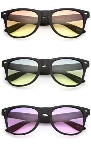 Rubberized Finish Wide Temple Square Gradient Lens Horn Rimmed Sunglasses 53mm