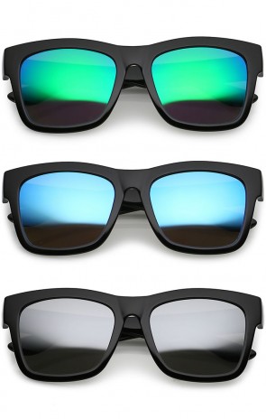 Lifestyle Super Thick Frame Arms Mirror Square Lens Horn Rimmed Sunglasses 54mm