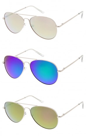 Retro Flash Mirror Lens Aviator Wholesale Sunglasses