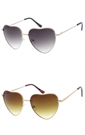 Classic Heart Aviator Inspired Metal Frame Wholesale Sunglasses