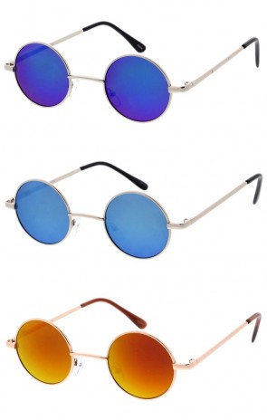 Iconic Mirrored Lens Lennon Style Metal Round Wholesale Sunglasses