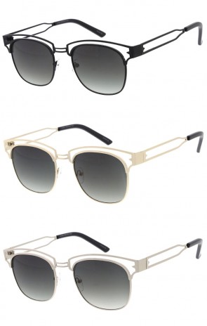 Modern Laser Cut Out Neutral Colored Lens Horn Rimmed Wholesale Sunglasses 50mm