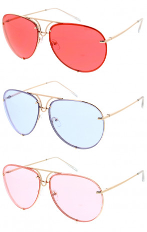 Vibrant Color Tinted Rimless Aviator Wholesale Sunglasses 67mm