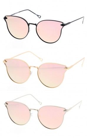 Womens Metal Aviator Sunglasses With UV400 Procted All Pink Lens