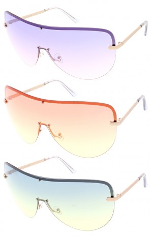 High Quality Modern Fashion Oversized Frameless Shield Wholesale Sunglasses